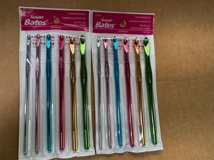 NEU MENGE 2 Susan Bates Häkelnadel Set mit Beutel 6 Stück ALUMINIUM SORTIERT - Bild 1 von 1
