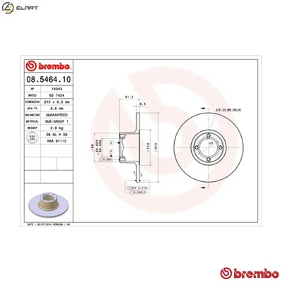 2x BRAKE DISC 08.5464.10 FOR AUSTIN ROVER MINI/Convertible/Hatchback 1.0L 4cyl - Image 1 of 4