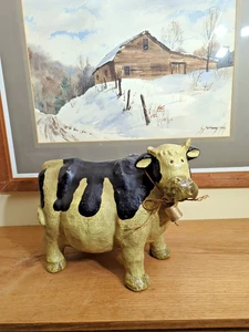 Vaca de resina de arte popular rústico - Imagen 1 de 10