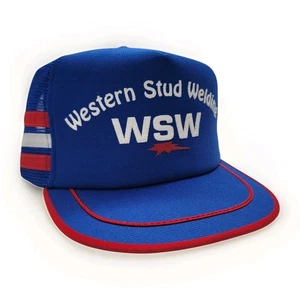 Vintage Western Nieten Schweißen 3 Streifen Trucker Mütze WSW Puff Print Snapback Cap - Bild 1 von 9