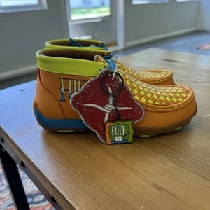 NEW Twisted X Youth Yellow & Orange Leather Chukka Boots Sz 1M YDM0025 - Picture 1 of 10