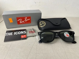Ray-Ban Sonnenbrille RB2140 Original Wayfarer schwarzes Gestell grüne Gläser 50 mm Unisex - Bild 1 von 7