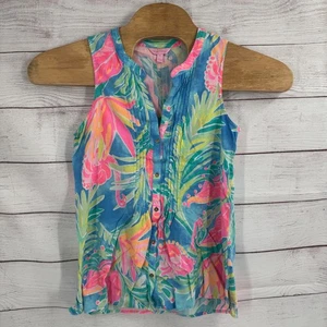 Camiseta sin mangas Lilly Pulitzer para mujer pequeña sin mangas con botones delanteros floral tropical - Imagen 1 de 8