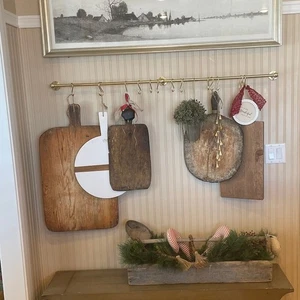 Unique Handmade Brass Pot Rack: Rustic Wall Mount with S Hooks "36 inches" . - Picture 1 of 10