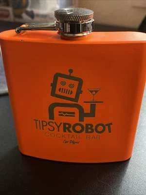 Frasco Naranja Tipsy Robot Cocktail Bar Frasco 3.5”x3.5”x.75” Foto 1 de 3