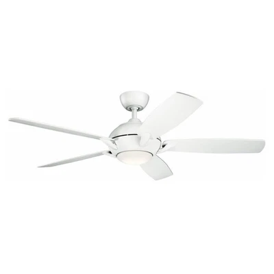 Kichler 330001MWH Geno-54 Ceiling Fan with Light Kit, Matte White Blade Finish,