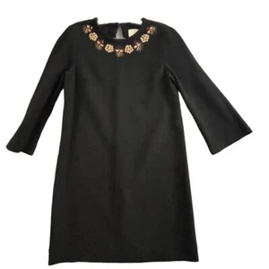 Kate Spade New York Women's size 2 Lucy Black Jeweled Shift Dress, flared sleeve - Picture 1 of 12