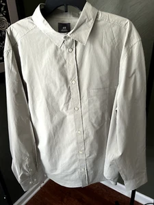 NWT Mens H&M Moss Green Button Down Regular Fit Dress Shirt Size M - Picture 1 of 8
