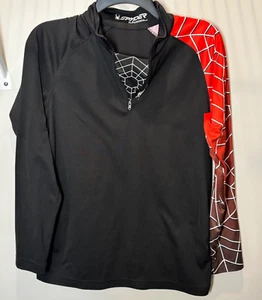 Pullover Spyder 1/4 Cremallera Niños Talla XL Negro con Telaraña Roja Telaraña L/S - Imagen 1 de 6