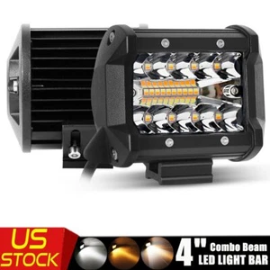 2x 4" pulgadas LED barra de luz de trabajo pod spot combo niebla ámbar y blanco todoterreno ATV SUV 60W - Imagen 1 de 11