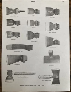 Book Clipping Photo Vintage Tools Axes Wall Art 1880-1910 - Picture 1 of 1