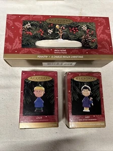 1995 Hallmark Charlie Brown Christmas Snow Scene 3 Ornament Lot - Picture 1 of 6