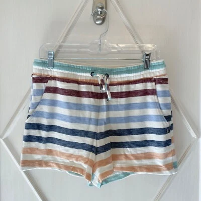 Roxy Ivory Multi-Striped Sweat Shorts Medium - Image 1 of 2