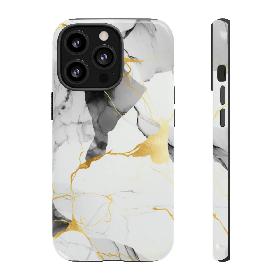 Funda estética gris y dorada para teléfono iPhone, Samsung, Google Pixel idea de regalo Foto 1 de 1