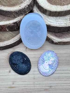 Molde de silicona vintage elegante camafeo dama hecho a mano para fondant-resina-arcilla-dulces. - Imagen 1 de 8