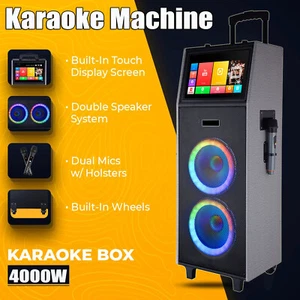 Karaoke Machine with Lyrics Display Screen Portable Bluetooth PA System Speaker - Picture 1 of 12