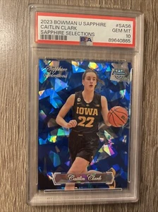 2023 Bowman University Sapphire Selections #SAS-6 Caitlin Clark PSA 10 custodia colpita - Foto 1 di 2