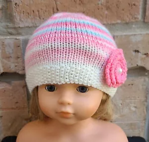 Bebé Niña Tejido Gorro Hecho a Mano Multicolor Flor Acrílico Talla 3-6 Meses - Imagen 1 de 10