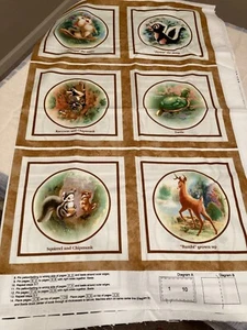 Scarce Disney Thomas Kinkade Bambi’s 1st Year 12 Block Fabric Panel 2010 - Picture 1 of 7