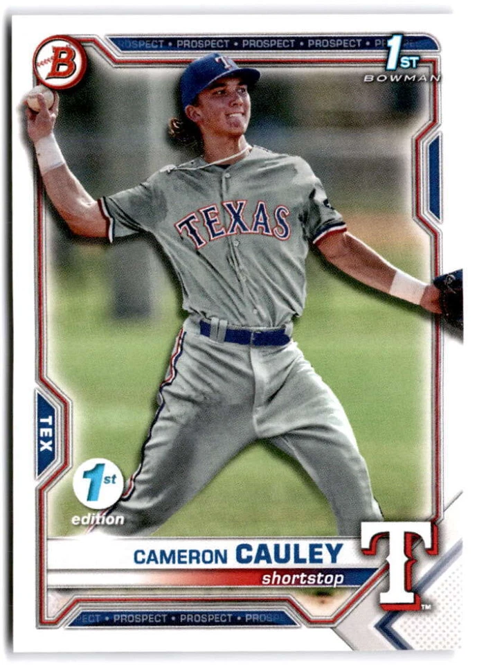 2021 Bowman Draft 1st Edition #BD-192 Cameron Cauley  1st Bowman Texas Rangers - Image 1 of 2