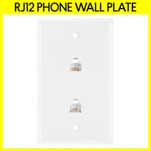 RJ12 Phone Dual Port Wall Plate 6P6C White Telephone Line Modular Faceplate - Picture 1 of 4