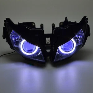 Full Assembled White Angel Eye Blue Devil Headlight For Honda CBR1000RR 12-2016 - Picture 1 of 13
