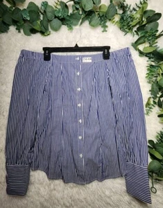 [848] Blusa Top Antonio Melani Talla S Azul Blanco Rayas Hombro Descubierto - Imagen 1 de 7