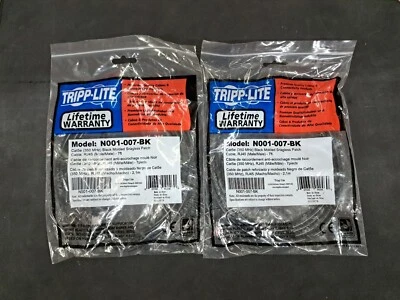QUANTITY 2 - Tripp Lite N001-007-BK Cat5e / 350MHz Patch Cable (RJ45 M/M) 7ft - Image 1 of 2