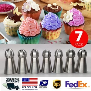 7PCS Russian Ball Piping Nozzle Sphere Icing Tips Cake Pastry Decorating Tools - Picture 1 of 7