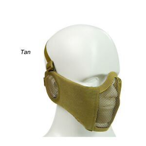 Half Face Airsoft Mesh Mask with Ear Protection Military Tactical Lower Face HOT