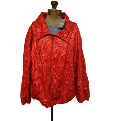 Chicos Zenergy Jacket Women Size 4 XXL Ellen Crinkled  Scarlet Sun Red Polyester - Image 1 of 4