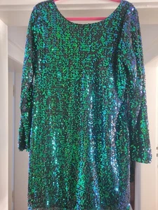 Pailletten Kleid 💚💙Gr. 42/44 XL Grün Blau Funkelnd✨️Hingucker Festkleid Party - Bild 1 von 7