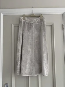 Elegant The White Company Silver Viscose&Silk Velour A-line Skirt,Size 8 - Picture 1 of 11