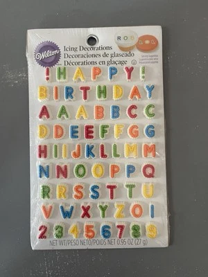 NEW Wilton letters Icing cake Decoration cupcake topper edible sugar decor HBD - Image 1 of 3