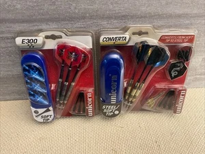 Unicorn Converta Steel Soft Tip Darts & Cases E300 Sealed Sets 6 Dart Lot NIP - Picture 1 of 15