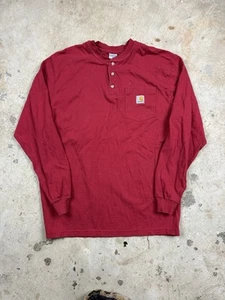 Vintage Carhartt Long Sleeve Pocket Tee Shirt - Quarter Button Up - Size Medium - Picture 1 of 6
