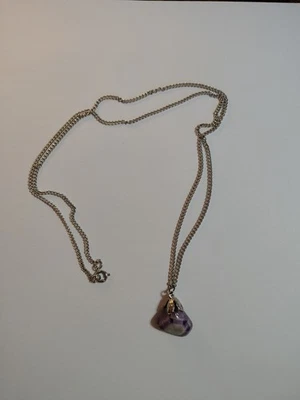 Colar de pedra preciosa flourita com corrente folheada a prata - Imagem 1 de 3