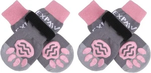 EXPAWLORER 4Pcs Anti-Slip Dog Socks - Double Side Non-Slip Paw X-Small, Pink - Picture 1 of 7