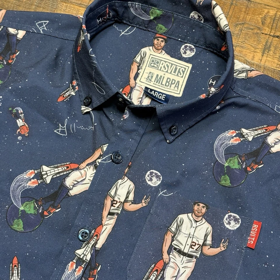 RSVLTS x MLB Houston Astros Jose Altuve All Over Print Shirt Youth Sz L ⚾️ - Image 1 of 4