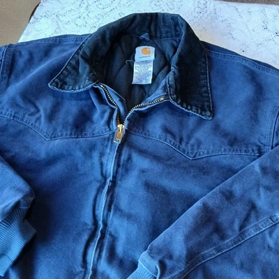 Carhartt Jacket Men's 2XL Reg Navy Santa Fe Quilted Canvas Coat J14 MDT Vintage  - Image 1 of 4