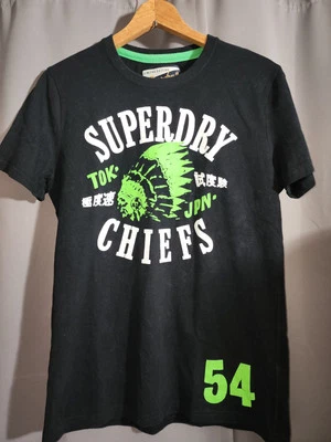 Original Vintage Superdry JPN Limited Edition Black T Shirt Green Print (Large) - Image 1 of 4