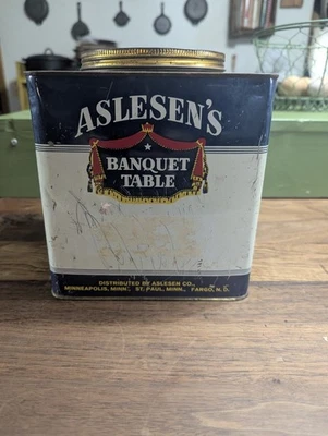 Aslesens Banquet Table Tin Can Minnesota Spices Vintage Advertising - Image 1 of 4