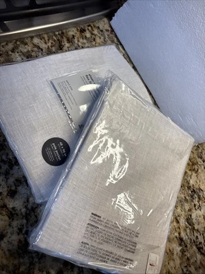 West Elm 2 cortinas de lino belga transparente 48x96 blanco roto nuevas (a48 Foto 1 de 4