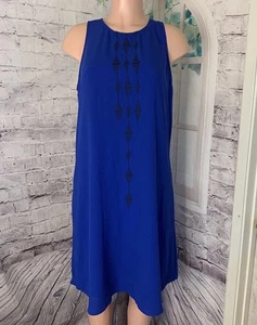 Apt. 9 Embroidered High-Neck Shift Dress Womens XL Blue Sleeveless New with tag - Picture 1 of 24
