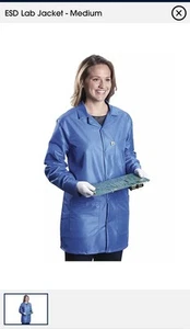 ULINE ESD Lab Jacket - Size XL Blue Sizing In Picture Retail $76 CAD Plus Tx - Picture 1 of 5
