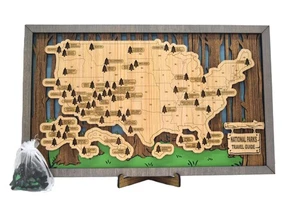 Caballete de montaje de mapa de viaje parques nacionales de Estados Unidos de madera hecho a mano caballete senderismo EE. UU. - Imagen 1 de 6