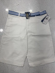 NWT Men’s Polo Ralph Lauren White Shorts with striped Blue Polo Belt $45 - Picture 1 of 11