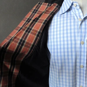 Paul Smith London Men's Button Front Shirt Blue White Windowpane Plaid 41 16 - Picture 1 of 11