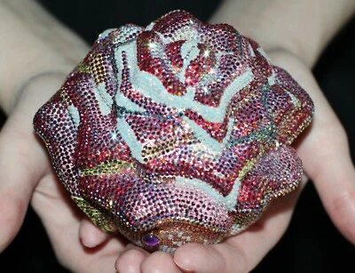 BOLSO CLUTCH JUDITH LEIBER SWAROVSKI CRISTAL ESMERILADO ROSA IRIDISCENTE MINAUDIERE Foto 1 de 4