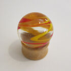 FLASHLIGHT MARBLE - YELLOW Handmade Glass 1"(25mm) Clr Matrix w/Red & Yelo Swrls